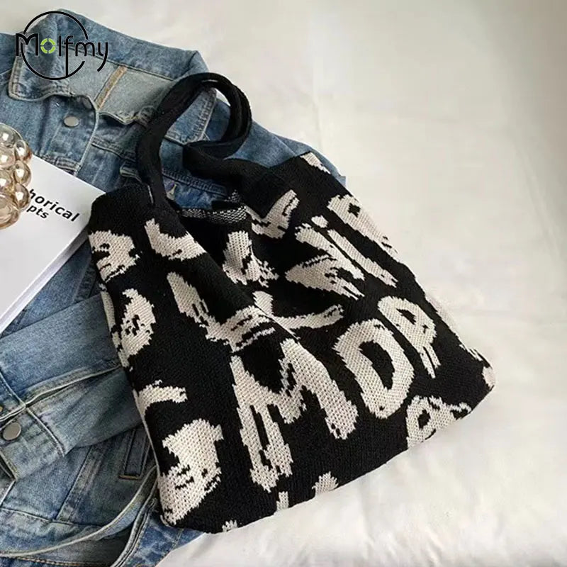 Knitting Handbags for Women Letter Designer Handbag Handheld Bags Large Capacity Underarms Bags For Women bolsas para mujeres