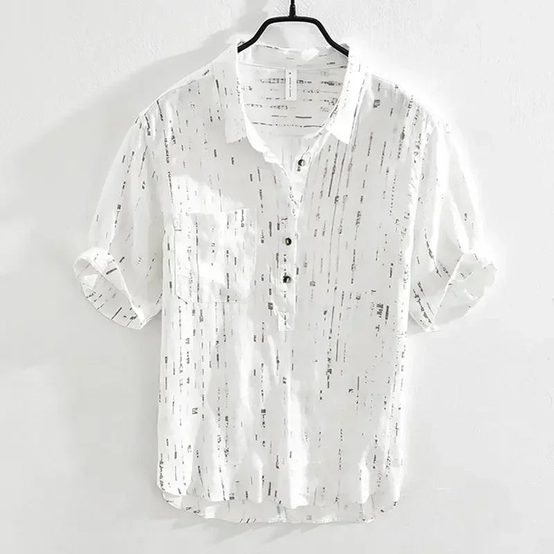 Summer Men Clothing 2026 New Fashion Casual Versatile Shirt Short-sleeved Top Loose Printed Thin