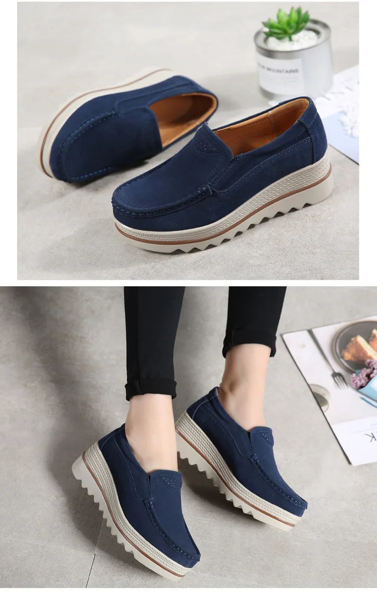 2026 Spring Women Flats Shoes Platform Slip On Flats Woman Sneakers Female Suede Ladies Tenis Loafers Moccasins Casual Shoes
