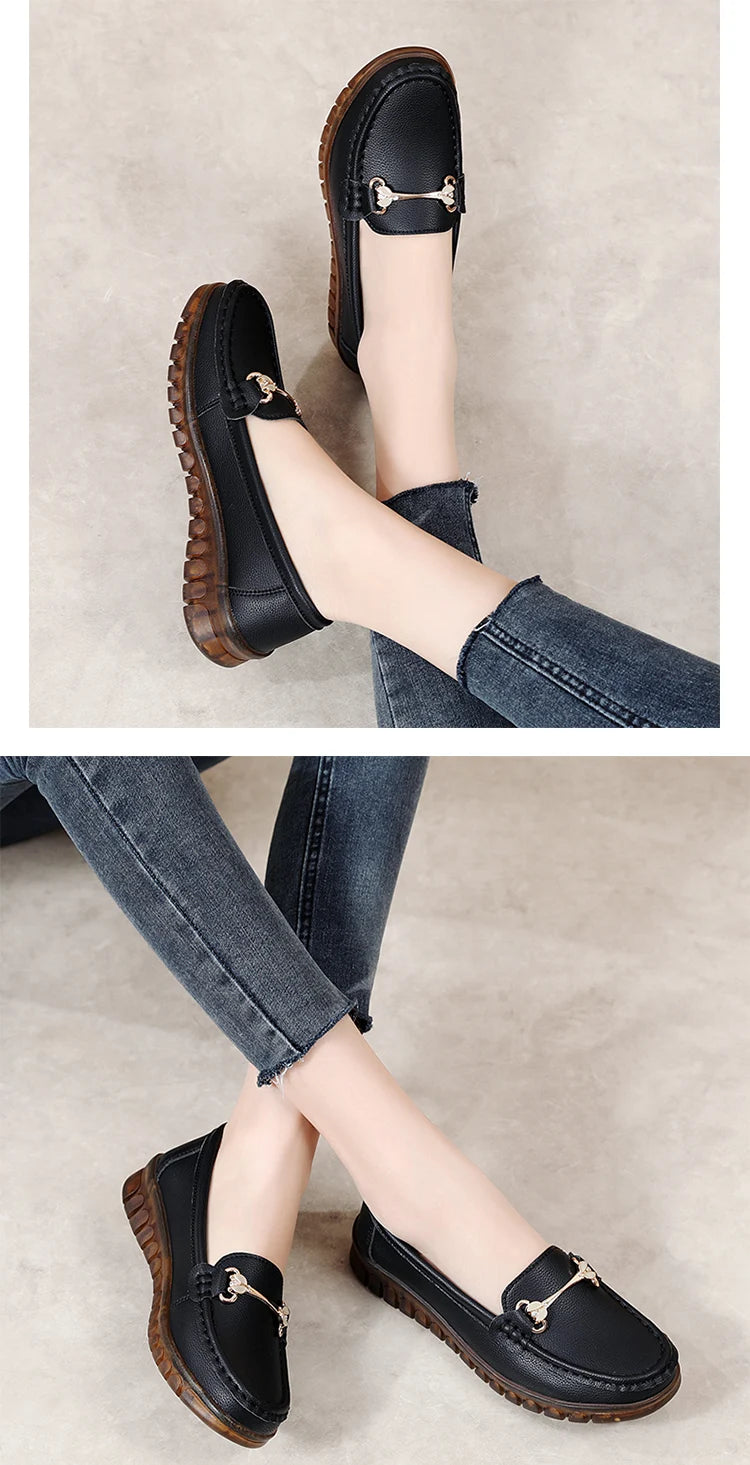 New fashionable flat shoes for women in spring and summer, 100% genuine leather shoes, breathable and casual women's shoes