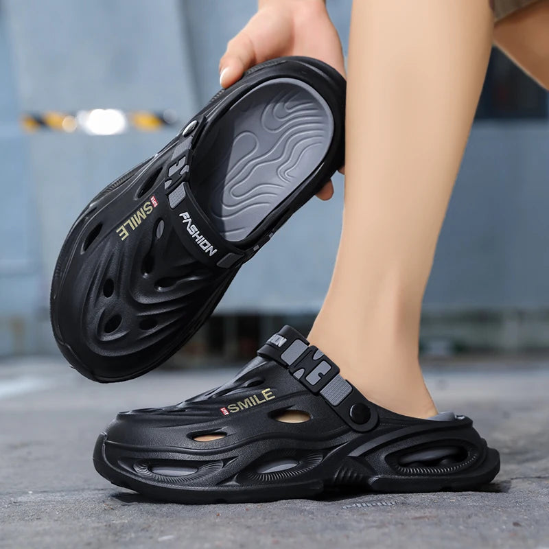Men's Croc Shoes for Summer, Suitable for Outdoor Wear, Hiking and Driving, Thick-Soled, Non-Slip, Soft-Soled Men's Sandals