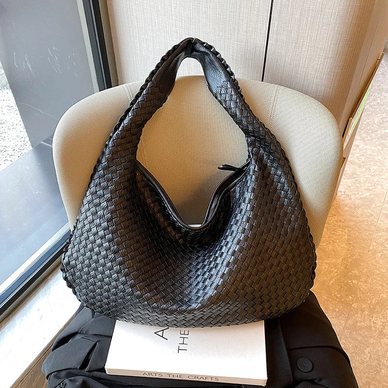 Woven Tote Bag for Women Large Woven Handbag Soft Leather Shoulder Bags Work Shopper Travel Tote Bags Luxury brand Lady Satchel