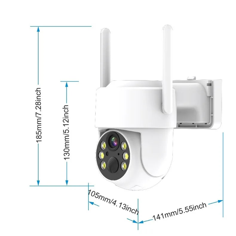 4G LTE Cellular Security Camera  For Achieves EU Coverage 2K Solar Powered Battery Cameras 355°PTZ Color Night Vision