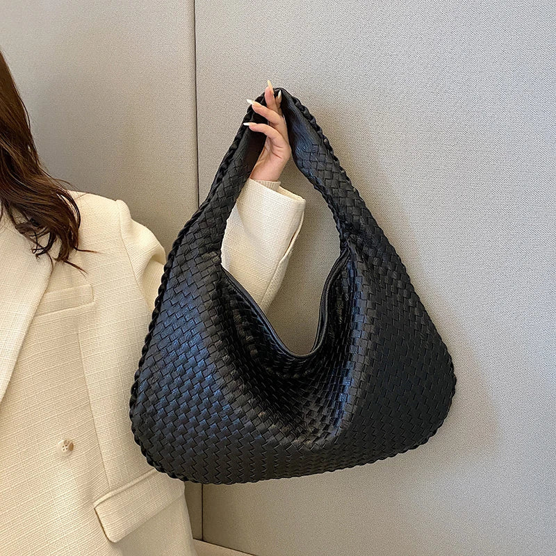 Woven Tote Bag for Women Large Woven Handbag Soft Leather Shoulder Bags Work Shopper Travel Tote Bags Luxury brand Lady Satchel