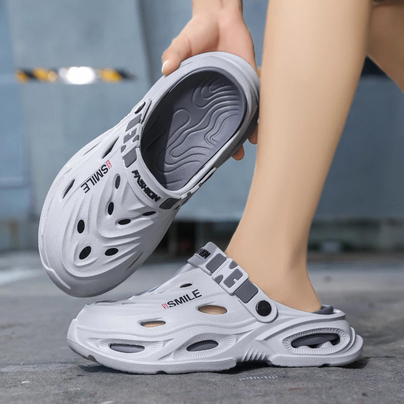 Men's Croc Shoes for Summer, Suitable for Outdoor Wear, Hiking and Driving, Thick-Soled, Non-Slip, Soft-Soled Men's Sandals
