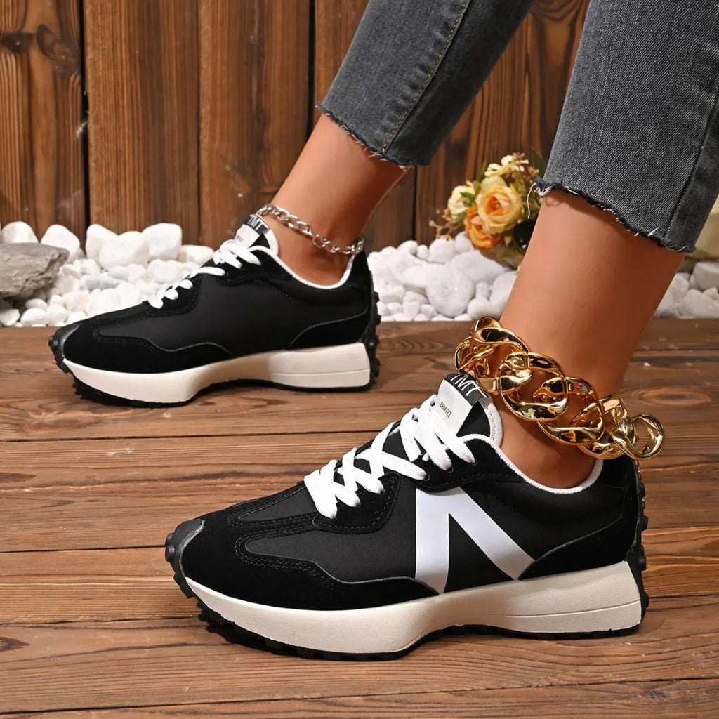 Women Sneakers 2026 New Casual Versatile Thick-soled Running Sneakers Women Fashionable High-quality Luxury Lace-up Shoes Women
