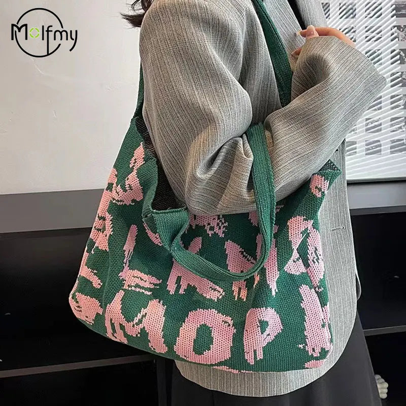 Knitting Handbags for Women Letter Designer Handbag Handheld Bags Large Capacity Underarms Bags For Women bolsas para mujeres