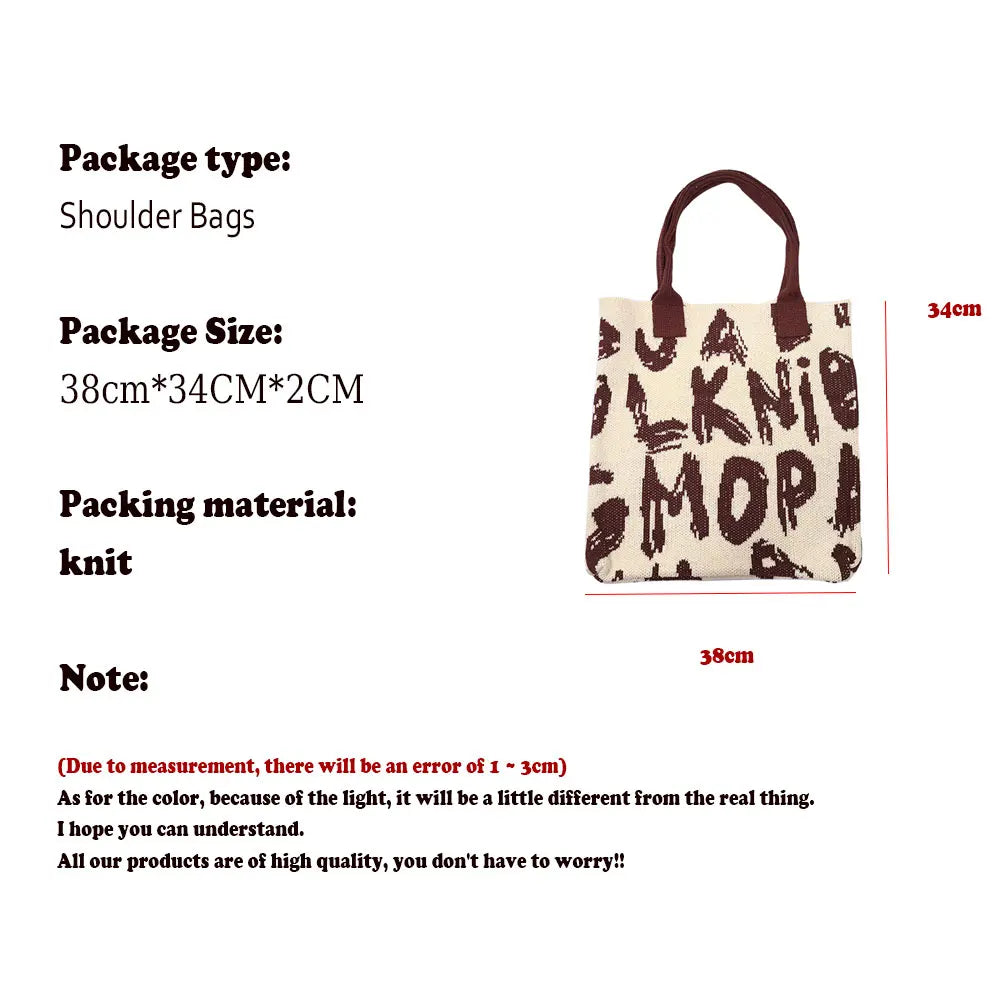 Knitting Handbags for Women Letter Designer Handbag Handheld Bags Large Capacity Underarms Bags For Women bolsas para mujeres