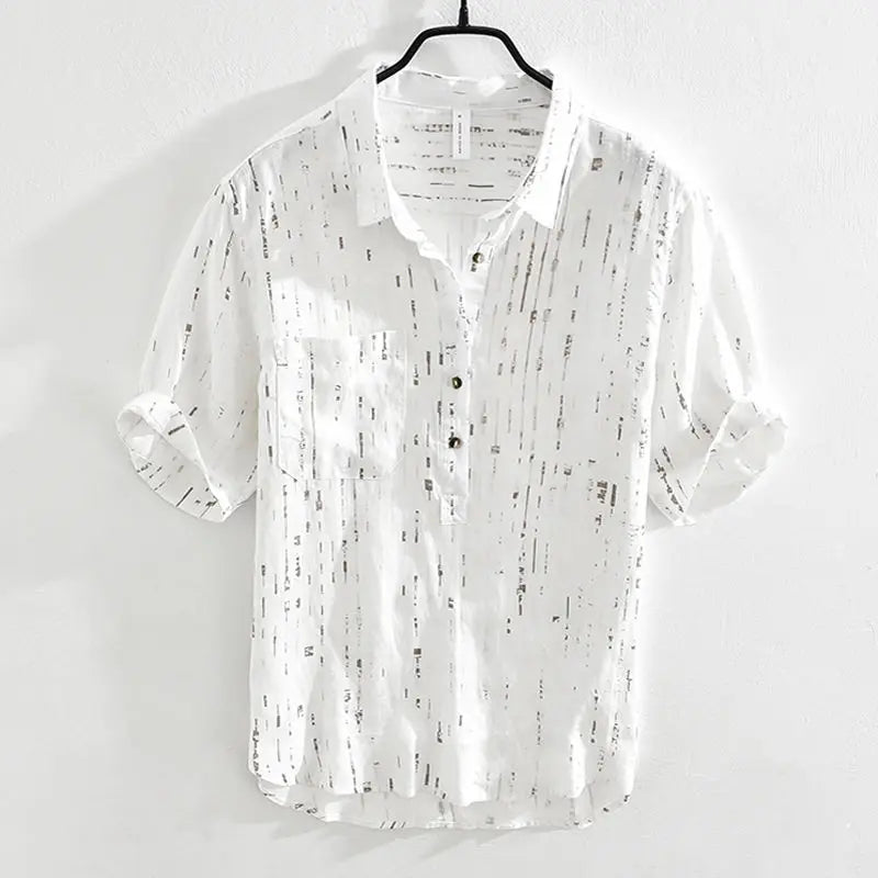 Summer Men Clothing 2026 New Fashion Casual Versatile Shirt Short-sleeved Top Loose Printed Thin