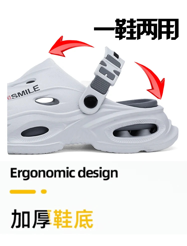 Men's Croc Shoes for Summer, Suitable for Outdoor Wear, Hiking and Driving, Thick-Soled, Non-Slip, Soft-Soled Men's Sandals