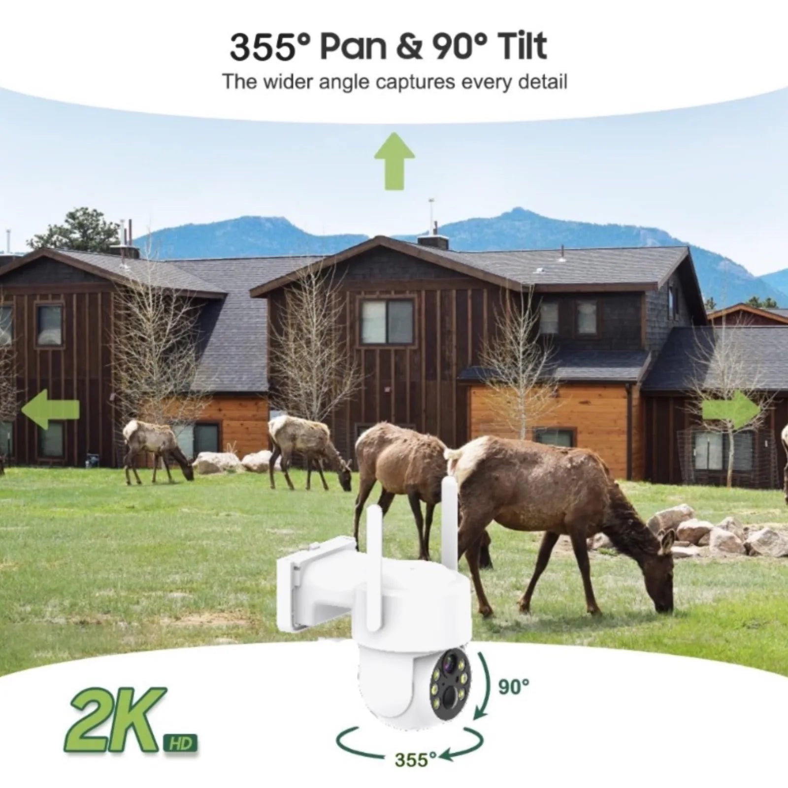 4G LTE Cellular Security Camera  For Achieves EU Coverage 2K Solar Powered Battery Cameras 355°PTZ Color Night Vision