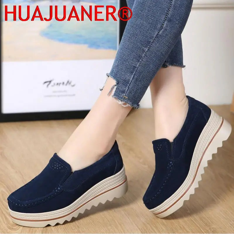 2026 Spring Women Flats Shoes Platform Slip On Flats Woman Sneakers Female Suede Ladies Tenis Loafers Moccasins Casual Shoes