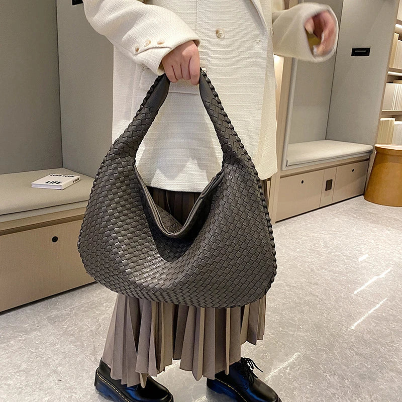 Woven Tote Bag for Women Large Woven Handbag Soft Leather Shoulder Bags Work Shopper Travel Tote Bags Luxury brand Lady Satchel