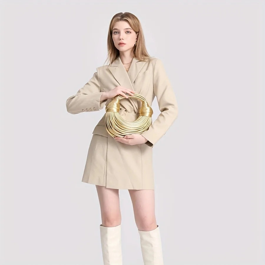 Handbags for Women 2026 New Gold Luxury Designer Brand Handwoven Noodle Bags Rope Knotted Pulled Hobo Silver Evening Clutch Chic