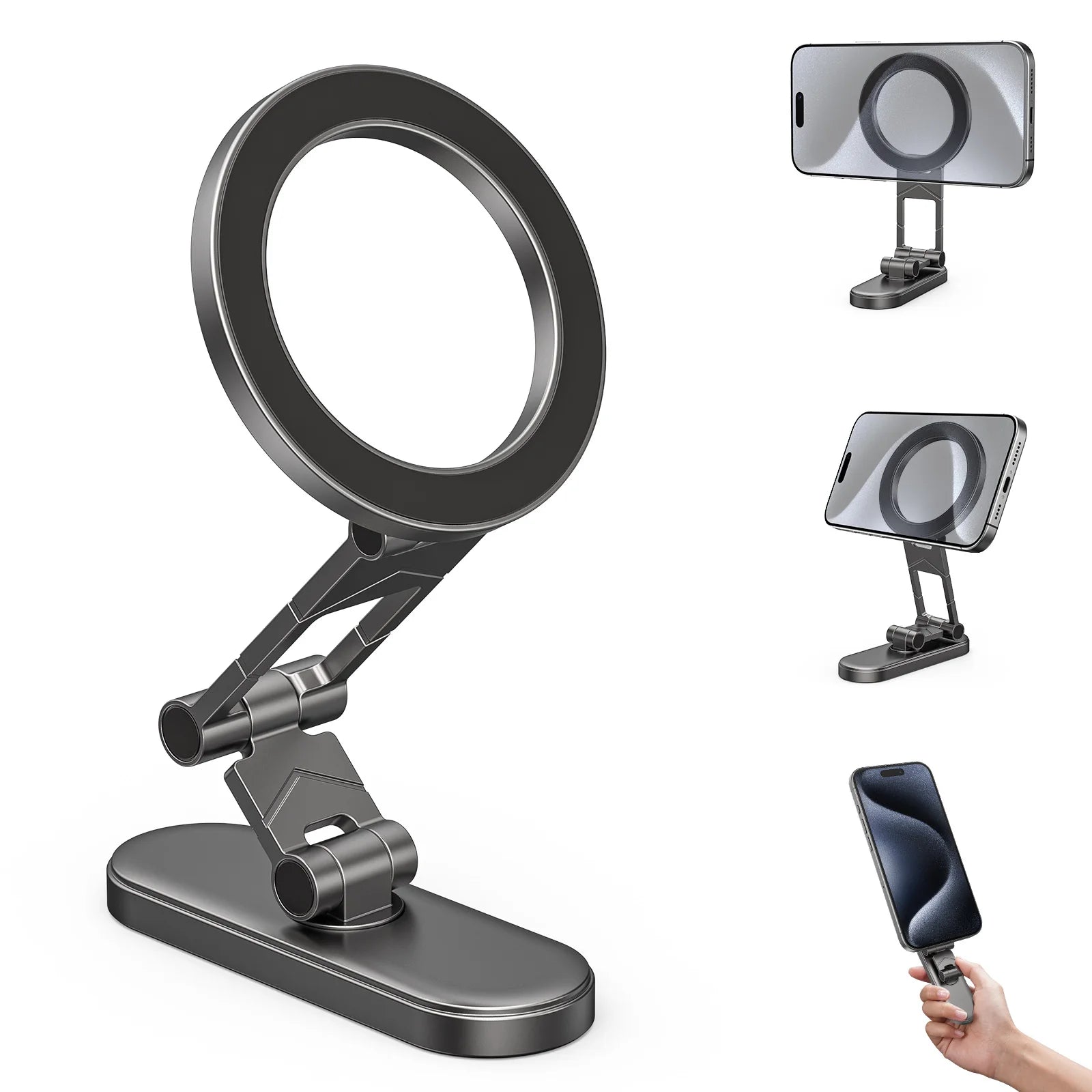 Dual Side Magnetic Car Phone Holder for Magsafe iPhone 17 16 15 Car Dashboard Holder 360° Rotation Phone Holder for Android