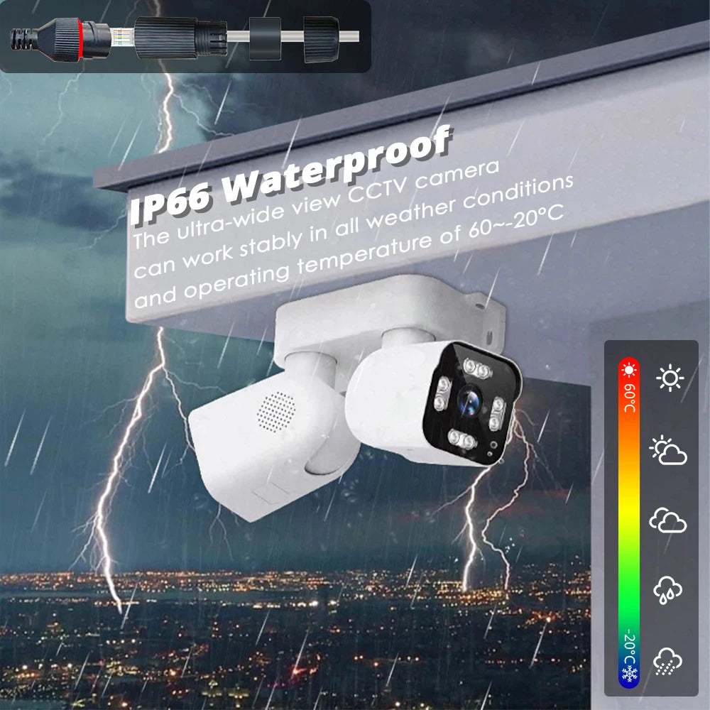 Security WIFI Camera Outdoor IP66 Waterproof Dual Lens HD 8MP 4K 10X Zoom WiFi CCTV Night Vision Two-Way Intercom  ICam365 APP