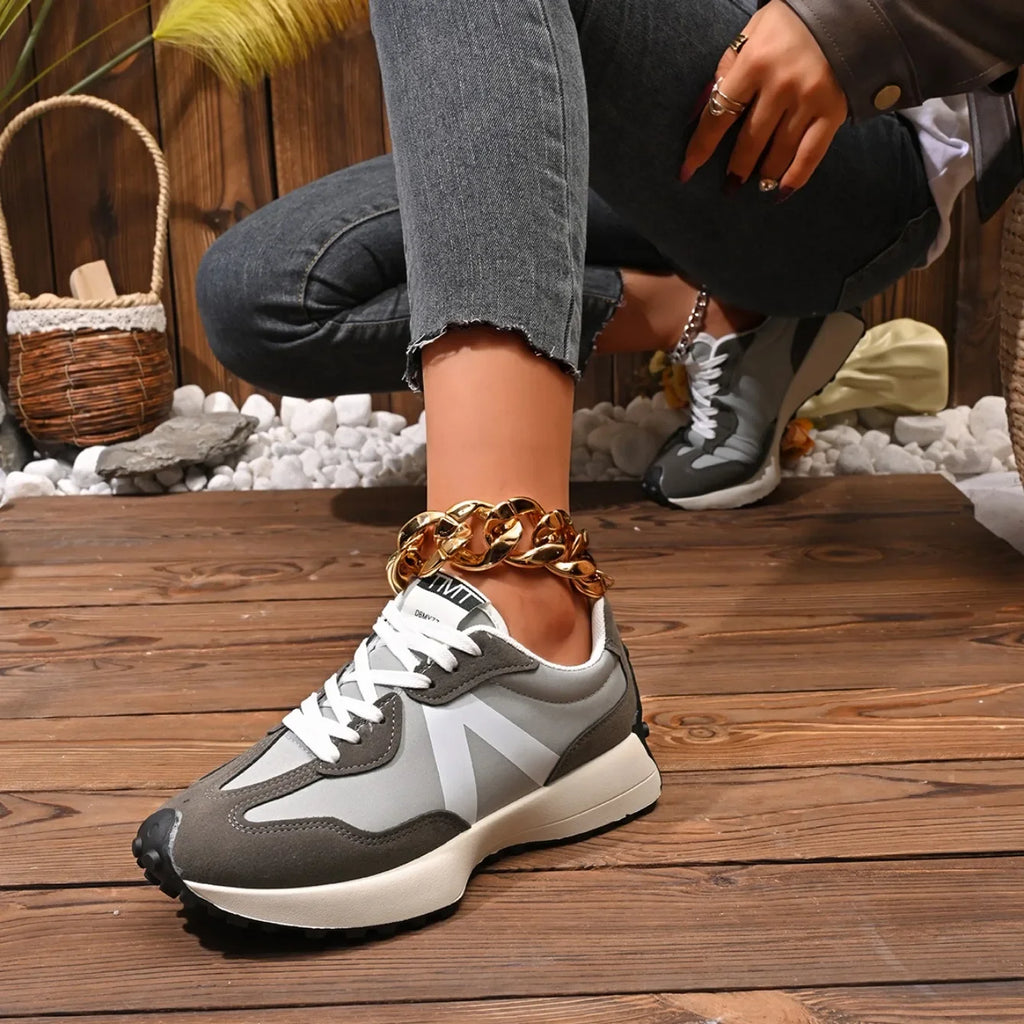 Women Sneakers 2026 New Casual Versatile Thick-soled Running Sneakers Women Fashionable High-quality Luxury Lace-up Shoes Women