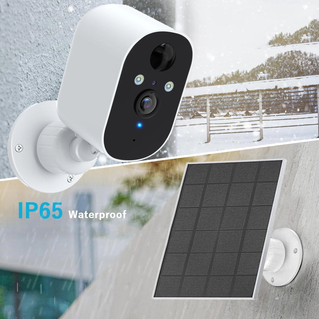 1080P Solar Security Camera Monitor Wireless Outdoor Home 2K Solar Battery Powered Camera Motion Alarm Two Way Audio Waterproof