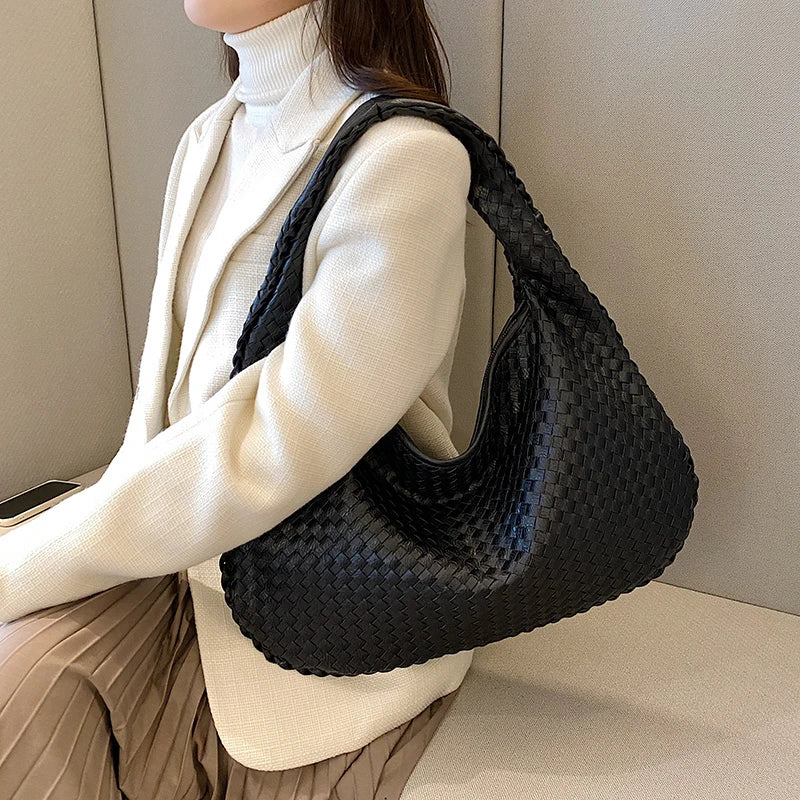 Woven Tote Bag for Women Large Woven Handbag Soft Leather Shoulder Bags Work Shopper Travel Tote Bags Luxury brand Lady Satchel