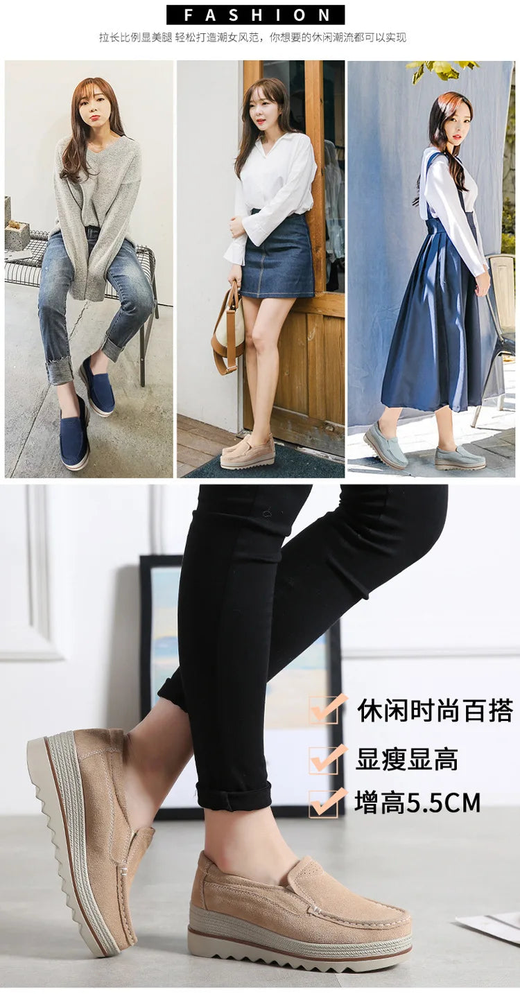 2026 Spring Women Flats Shoes Platform Slip On Flats Woman Sneakers Female Suede Ladies Tenis Loafers Moccasins Casual Shoes