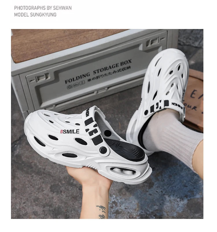 Men's Croc Shoes for Summer, Suitable for Outdoor Wear, Hiking and Driving, Thick-Soled, Non-Slip, Soft-Soled Men's Sandals