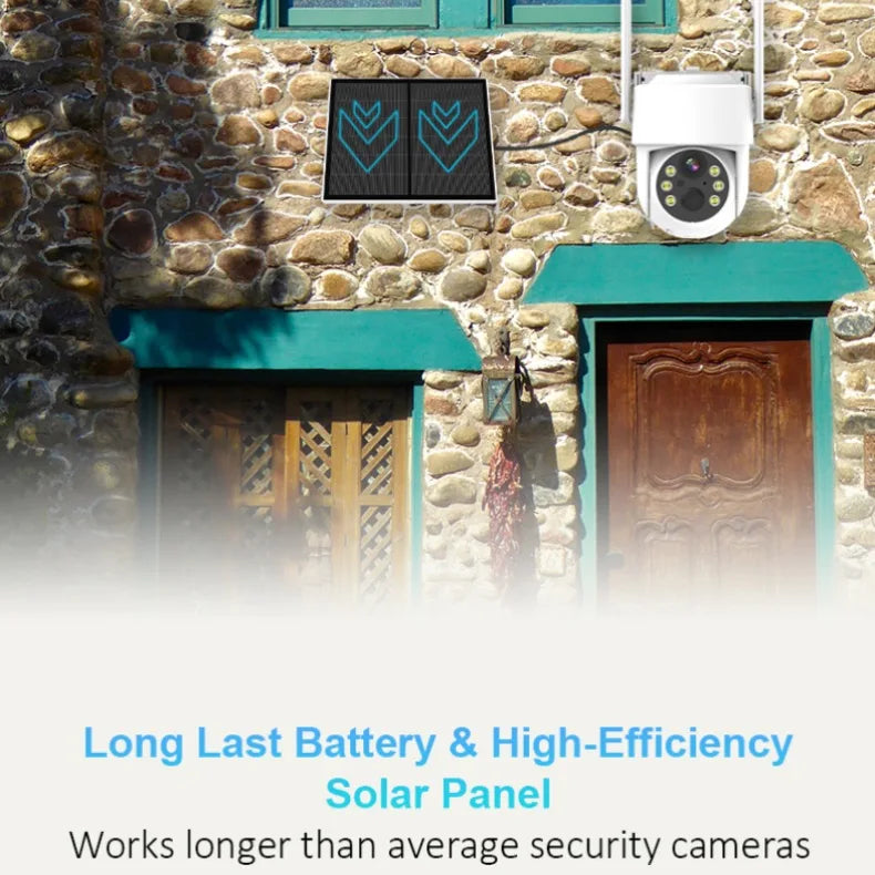 4G LTE Cellular Security Camera  For Achieves EU Coverage 2K Solar Powered Battery Cameras 355°PTZ Color Night Vision