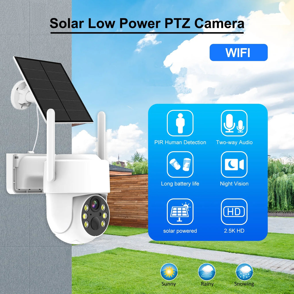 4G LTE Cellular Security Camera  For Achieves EU Coverage 2K Solar Powered Battery Cameras 355°PTZ Color Night Vision