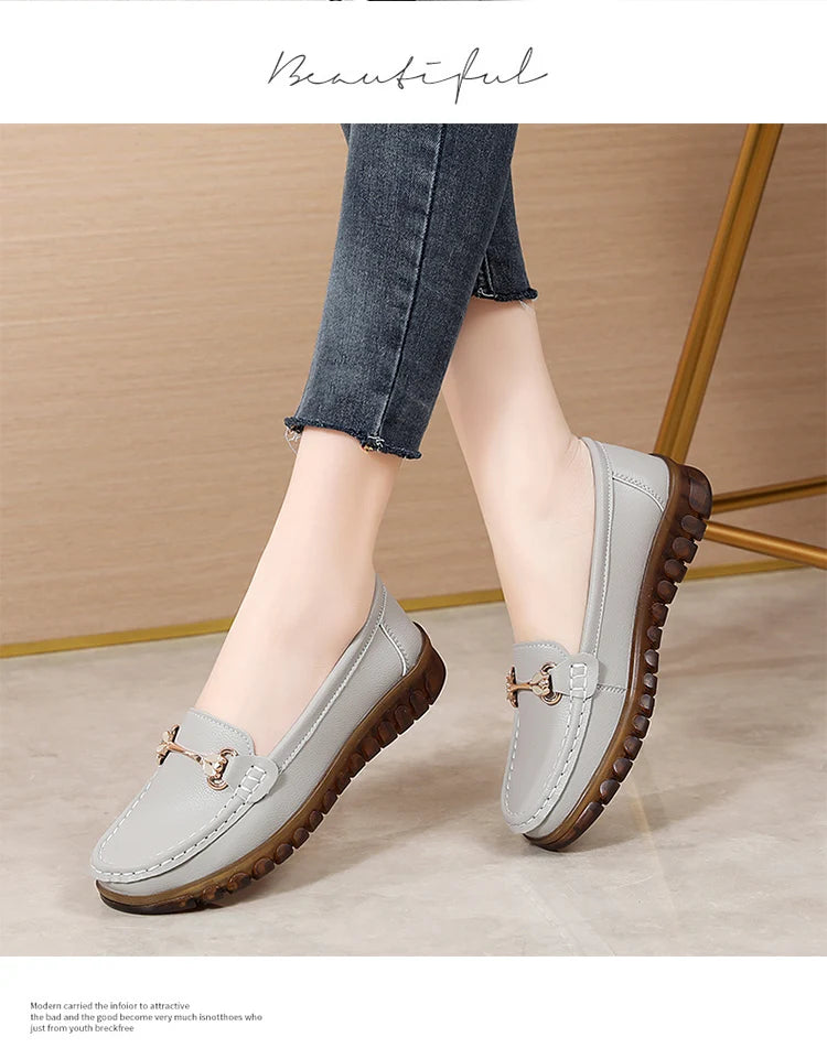 New fashionable flat shoes for women in spring and summer, 100% genuine leather shoes, breathable and casual women's shoes