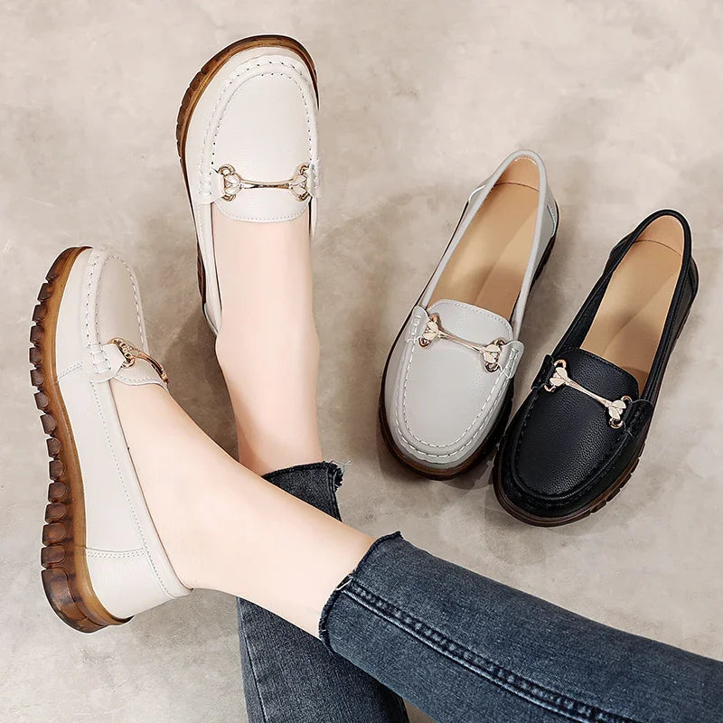 New fashionable flat shoes for women in spring and summer, 100% genuine leather shoes, breathable and casual women's shoes