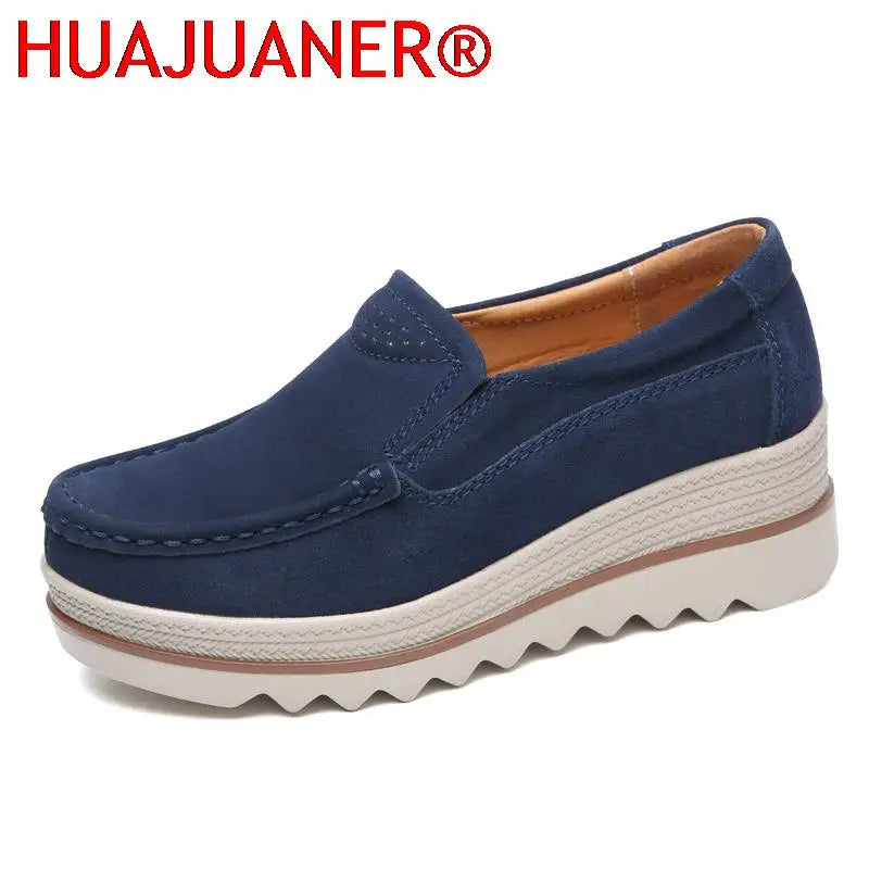 2026 Spring Women Flats Shoes Platform Slip On Flats Woman Sneakers Female Suede Ladies Tenis Loafers Moccasins Casual Shoes