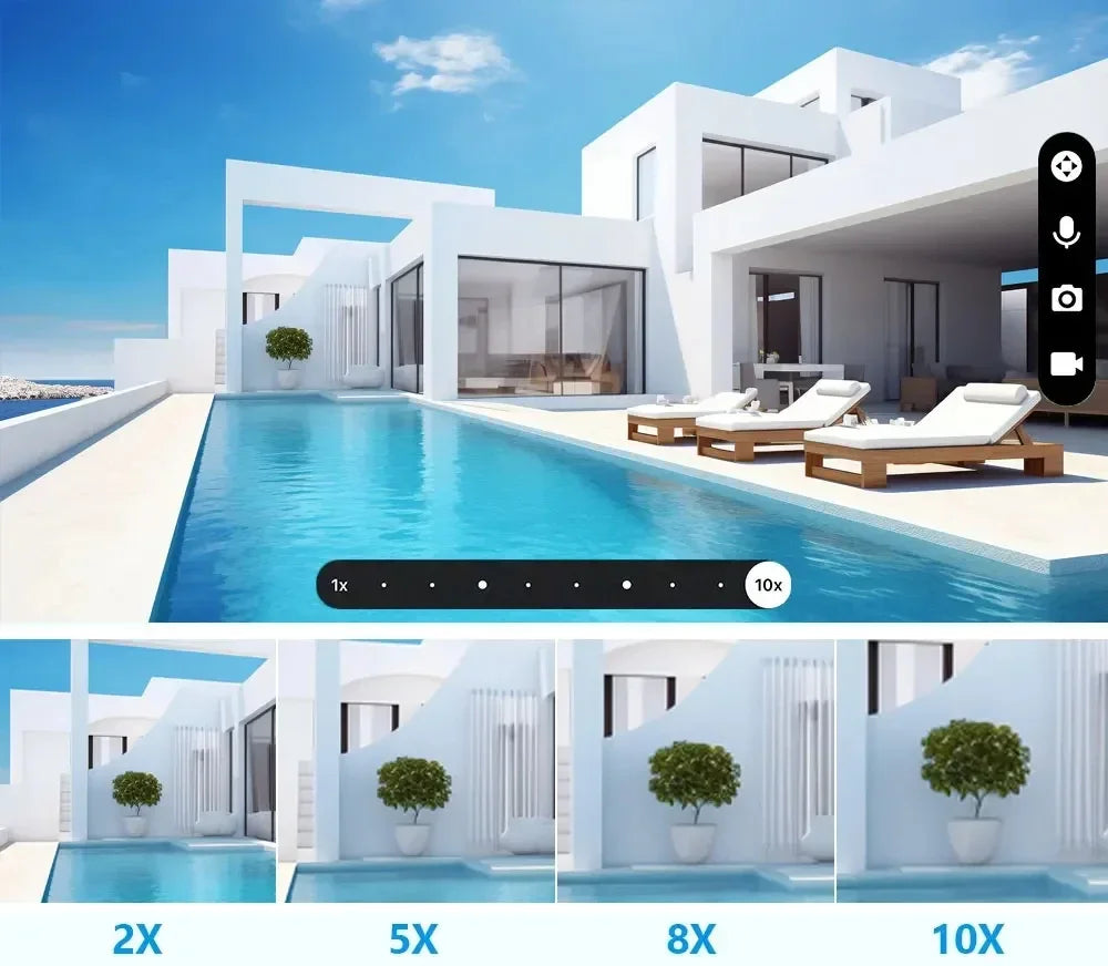 Security WIFI Camera Outdoor IP66 Waterproof Dual Lens HD 8MP 4K 10X Zoom WiFi CCTV Night Vision Two-Way Intercom  ICam365 APP