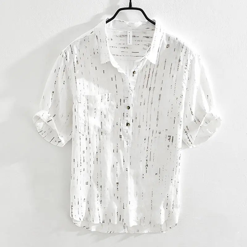 Summer Men Clothing 2026 New Fashion Casual Versatile Shirt Short-sleeved Top Loose Printed Thin