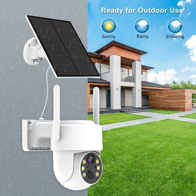 4G LTE Cellular Security Camera  For Achieves EU Coverage 2K Solar Powered Battery Cameras 355°PTZ Color Night Vision