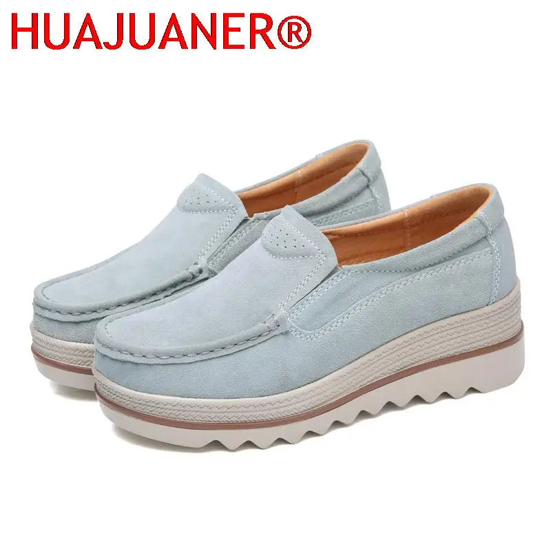 2026 Spring Women Flats Shoes Platform Slip On Flats Woman Sneakers Female Suede Ladies Tenis Loafers Moccasins Casual Shoes