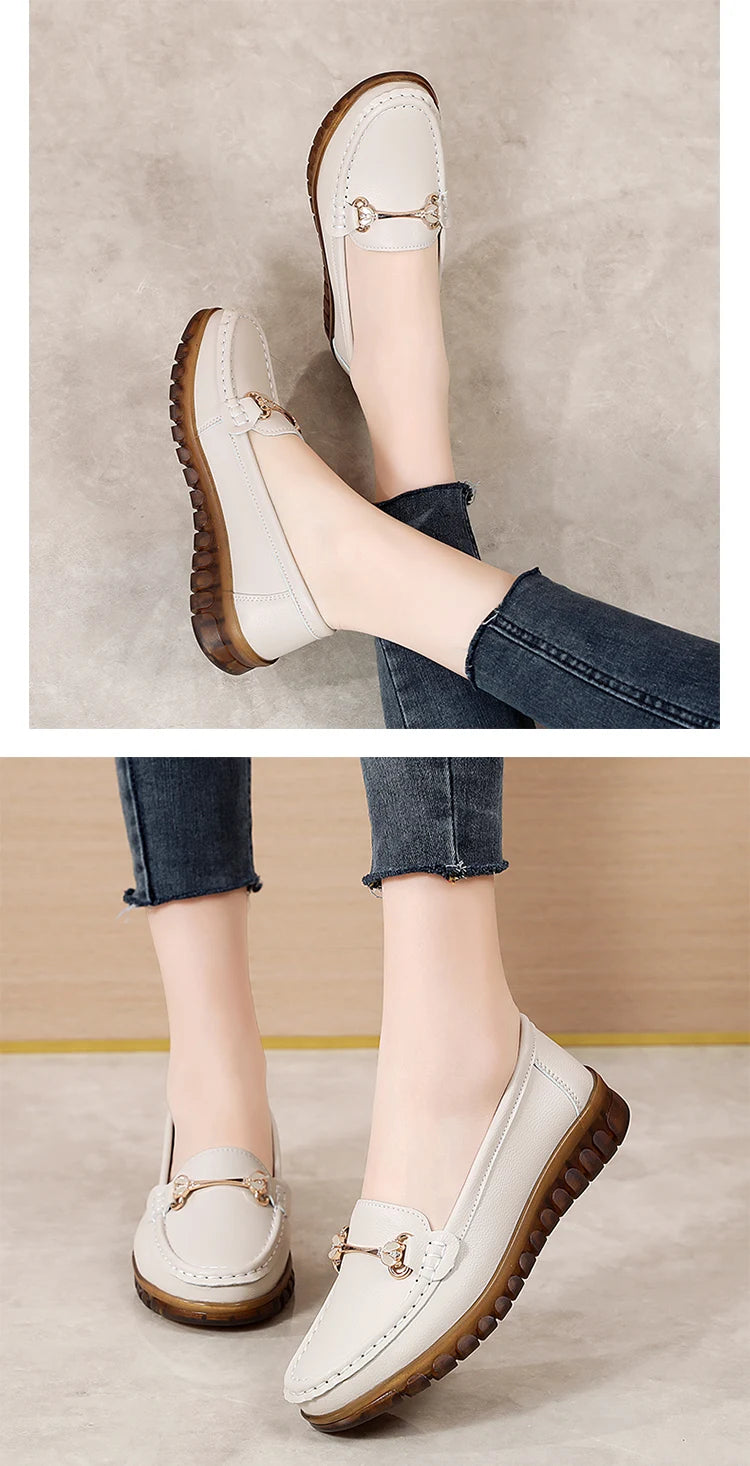 New fashionable flat shoes for women in spring and summer, 100% genuine leather shoes, breathable and casual women's shoes