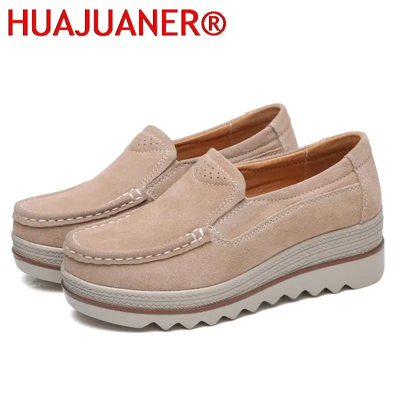 2026 Spring Women Flats Shoes Platform Slip On Flats Woman Sneakers Female Suede Ladies Tenis Loafers Moccasins Casual Shoes