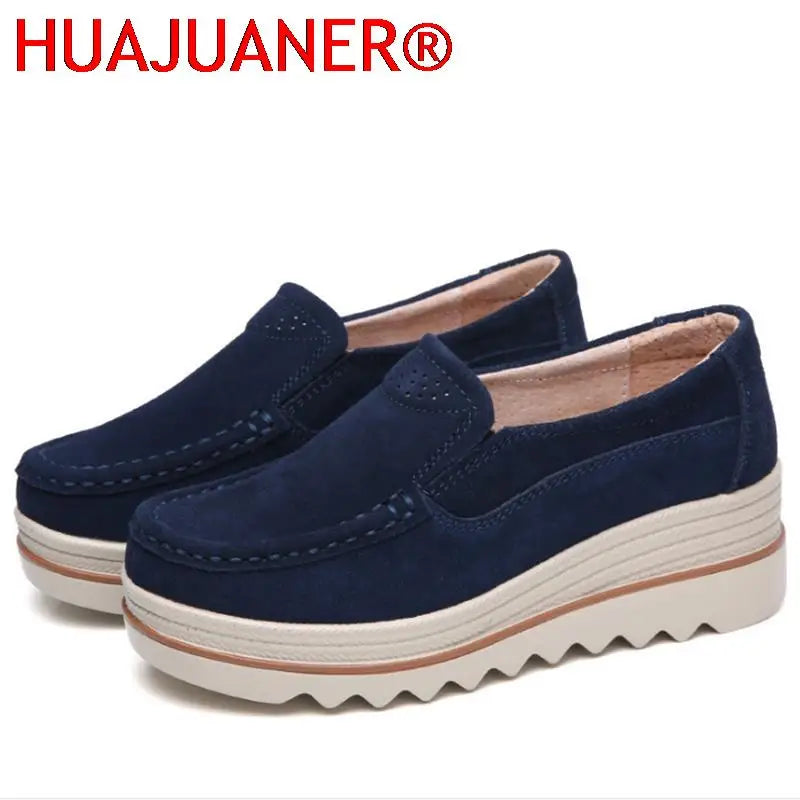 2026 Spring Women Flats Shoes Platform Slip On Flats Woman Sneakers Female Suede Ladies Tenis Loafers Moccasins Casual Shoes