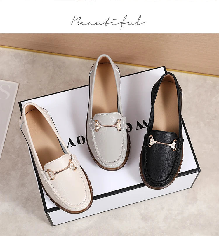 New fashionable flat shoes for women in spring and summer, 100% genuine leather shoes, breathable and casual women's shoes