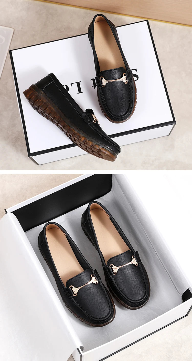 New fashionable flat shoes for women in spring and summer, 100% genuine leather shoes, breathable and casual women's shoes
