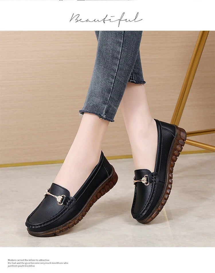 New fashionable flat shoes for women in spring and summer, 100% genuine leather shoes, breathable and casual women's shoes