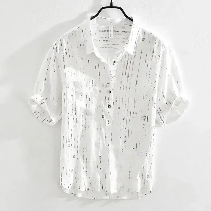 Summer Men Clothing 2026 New Fashion Casual Versatile Shirt Short-sleeved Top Loose Printed Thin