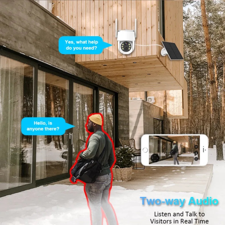 4G LTE Cellular Security Camera  For Achieves EU Coverage 2K Solar Powered Battery Cameras 355°PTZ Color Night Vision