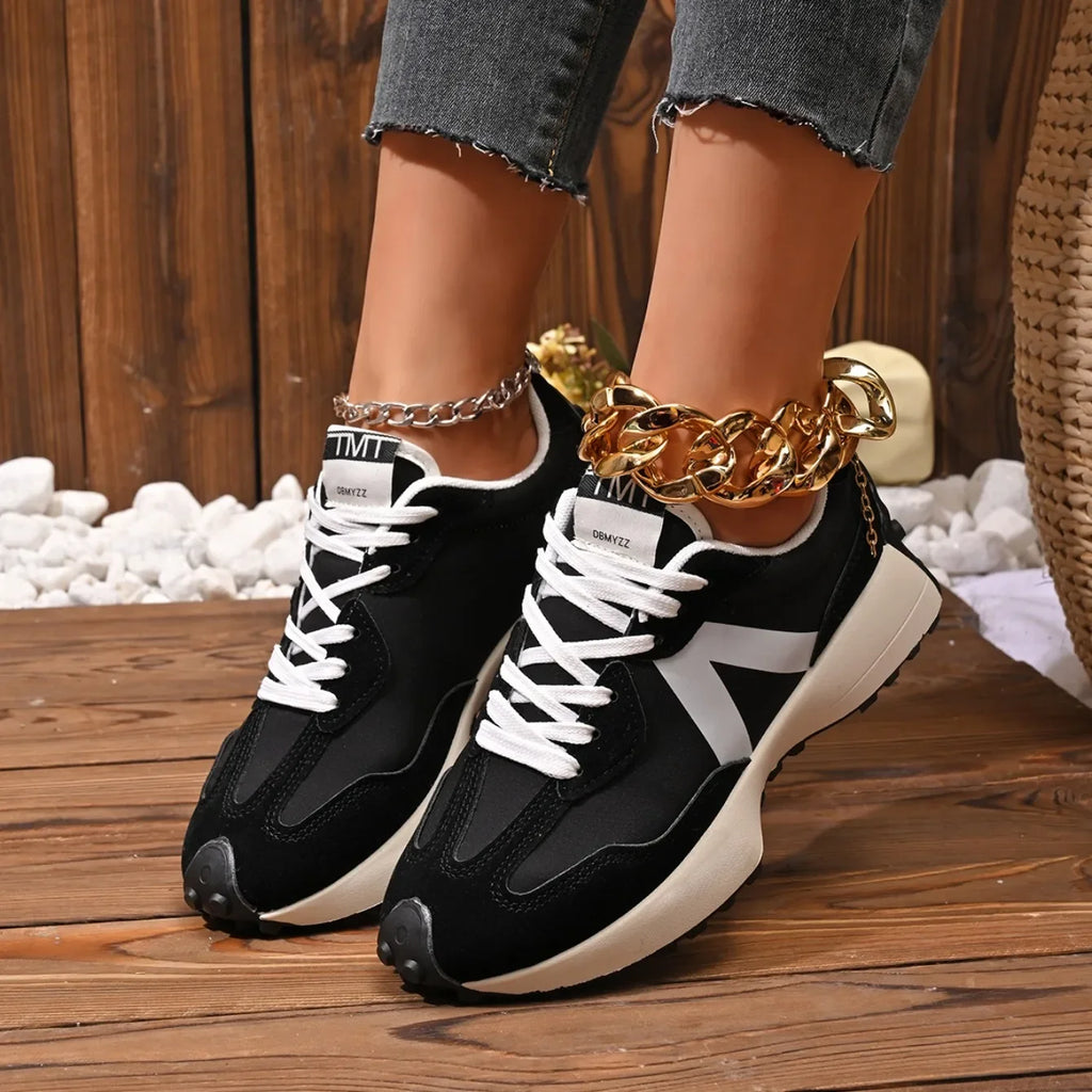 Women Sneakers 2026 New Casual Versatile Thick-soled Running Sneakers Women Fashionable High-quality Luxury Lace-up Shoes Women