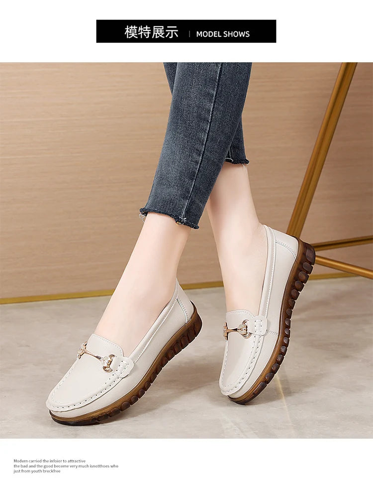 New fashionable flat shoes for women in spring and summer, 100% genuine leather shoes, breathable and casual women's shoes