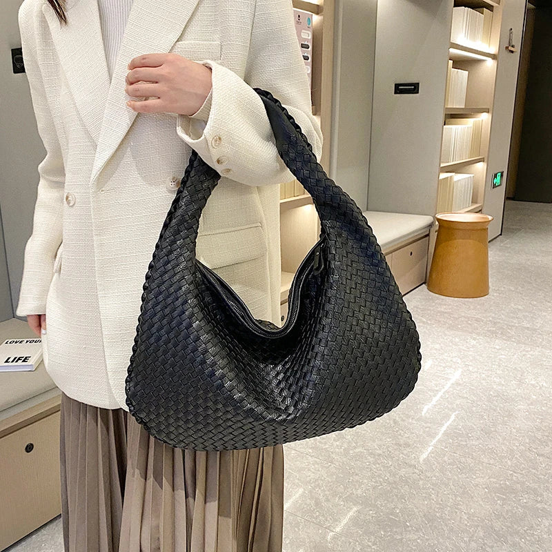 Woven Tote Bag for Women Large Woven Handbag Soft Leather Shoulder Bags Work Shopper Travel Tote Bags Luxury brand Lady Satchel