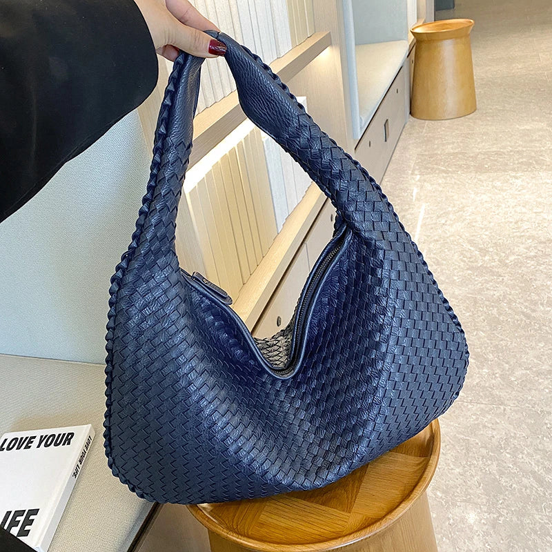 Woven Tote Bag for Women Large Woven Handbag Soft Leather Shoulder Bags Work Shopper Travel Tote Bags Luxury brand Lady Satchel