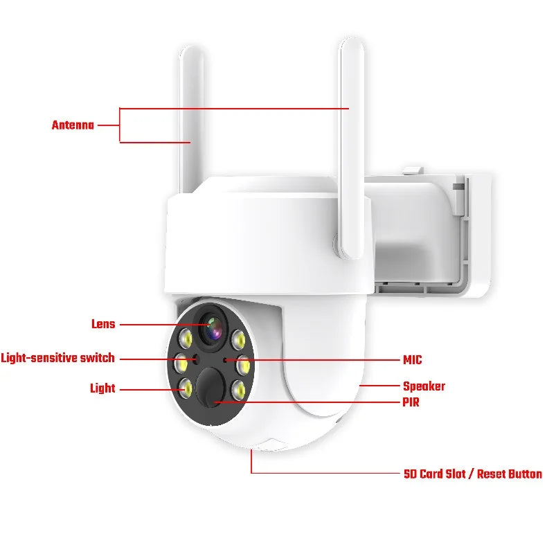 4G LTE Cellular Security Camera  For Achieves EU Coverage 2K Solar Powered Battery Cameras 355°PTZ Color Night Vision