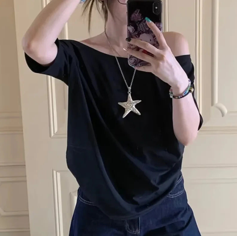 T-shirts Women Solid Simple Summer Casual Cleanfit Short Sleeve All-match Young Girls Streetwear Y2k Top Aesthetic Clothes Ins