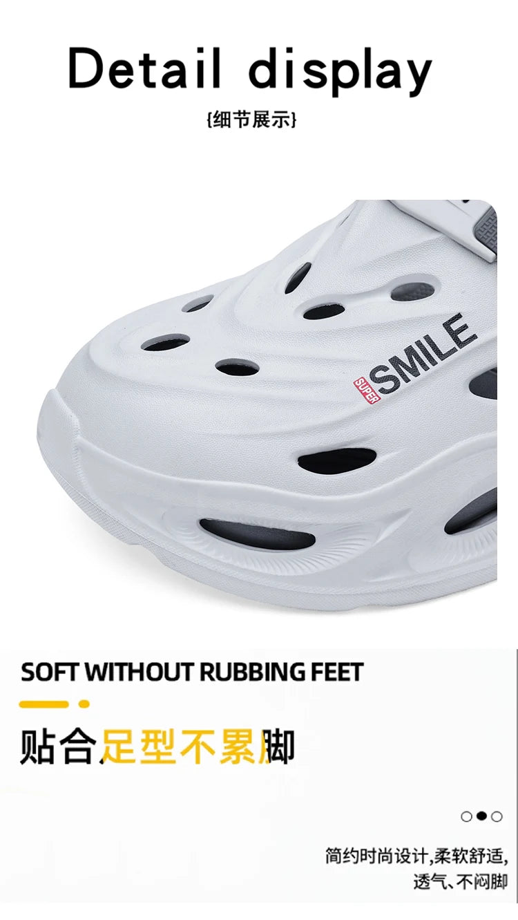 Men's Croc Shoes for Summer, Suitable for Outdoor Wear, Hiking and Driving, Thick-Soled, Non-Slip, Soft-Soled Men's Sandals