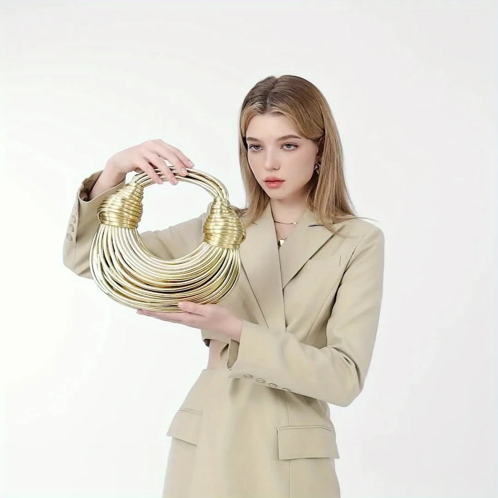 Handbags for Women 2026 New Gold Luxury Designer Brand Handwoven Noodle Bags Rope Knotted Pulled Hobo Silver Evening Clutch Chic